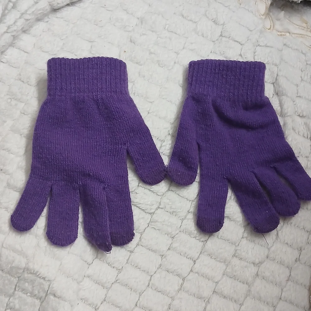 Purple Knit Gloves girls